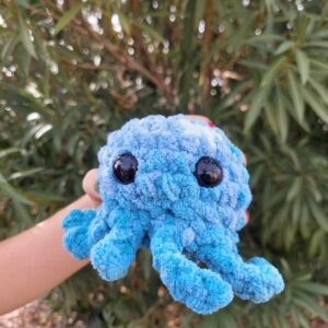 4 Inch Blue Crochet Octopus Plush