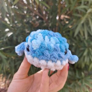 3 Inch Blue and White Crochet Whale Plush